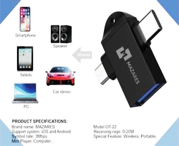 تصویر تبدیل اوتی دو کاره مازارس MAZARES-OTG-TYPEC-OT22