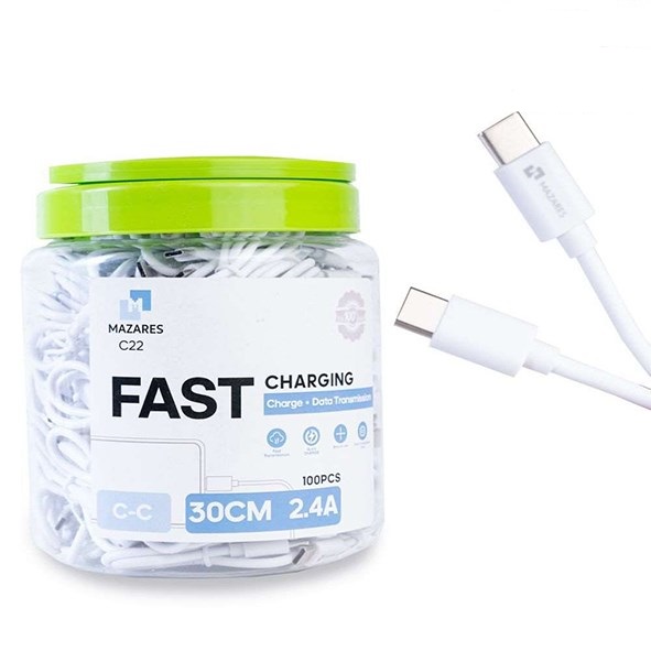 تصویر کابل شارژ پاوربانک تایپ سی به تایپ سی مازارس MAZARES-C22-CC
