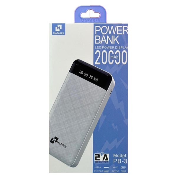 تصویر پاور بانک مازارس MAZARES-20000 MAH-PB-03